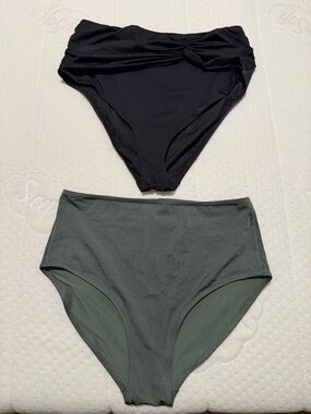 H&M High-Waist Bikini Bottoms Duo - Black & Olive size L